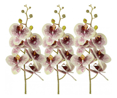 Orhidee artificiala siliconata cu aspect 100% natural,2 tije, , in bol de ceramica alb 50 cm, M2