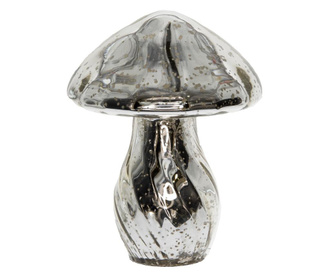 Decoratiune sticla ciuperca, argintiu, 26 cm