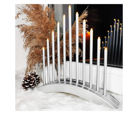 Lumanari decorative de Craciun, 11 becuri tip LED, culoare argintiu