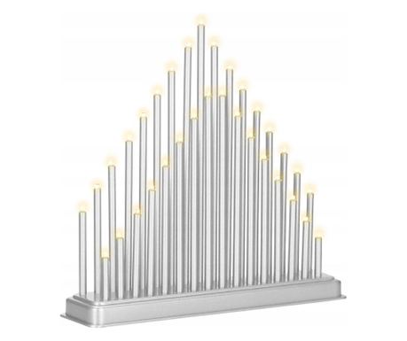 Lumanari decorative de Craciun, 33 becuri tip LED, culoare argintiu
