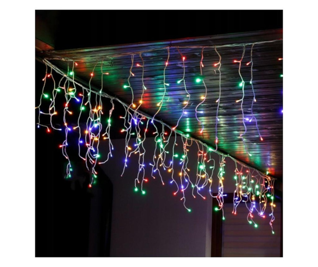 Ghirlanda luminoasa tip perdea 300 LED-uri, 12m, pentru interior/exterior, iluminare multicolor, cu telecomanda