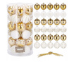 Set globuri de Craciun cu modele de sarbatori, 30 bucati, 7cm, alb auriu