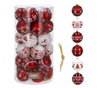 Set globuri de Craciun Sersimo cu modele de sarbatori, 30 bucati, 5cm, alb rosu