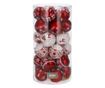 Set globuri de Craciun Sersimo cu modele de sarbatori, 30 bucati, 5cm, alb rosu