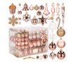 Set globuri si decoratiuni de Craciun, 152 piese, diverse dimensiuni, roz auriu