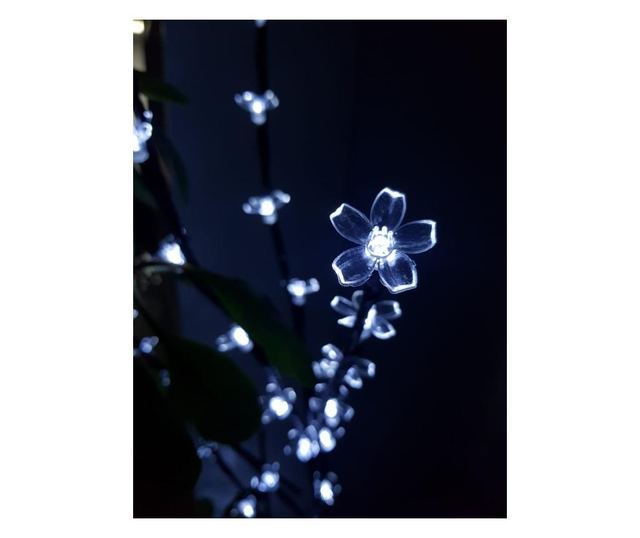 Decoratiune Luminoasa Crenguta cu Baterii 72 LED -uri Flori Alb Rece