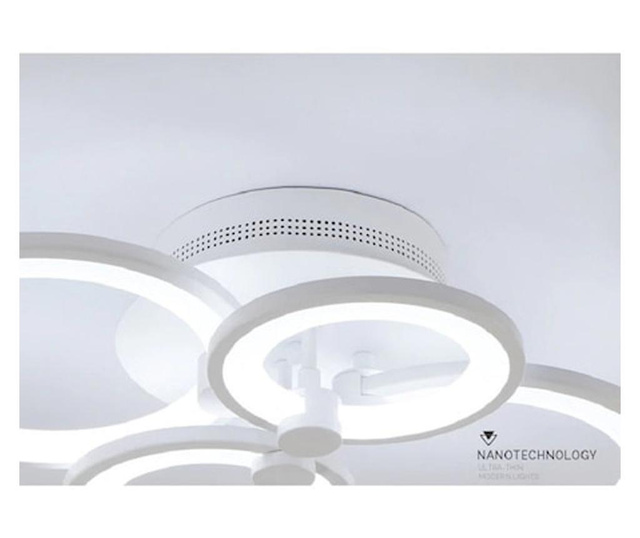 Lustra LED 4 Cercuri Cu Telecomanda ,Lumina Calda/Neutru/Rece ,intensitate reglabila,Alb