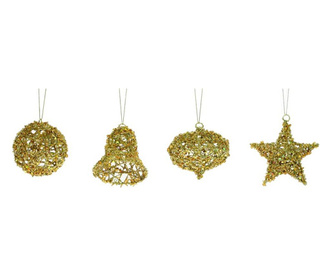 Ornamente aurii cu gliter iridiscent 8/10cm