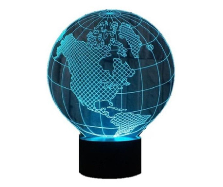 Lampa De Veghe 3D LED, Glob Pamantesc, 7 Culori, Lumina Ambientala, Alimentare USB cu Incarcator priza si/sau 3 baterii AA