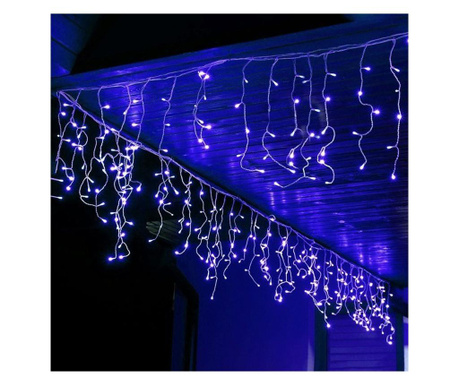 Instalatie luminoasa Craciun 300 leduri cu telecomanda , 12 m, 8 functii, exterior/interior, tip perdea de turturi albastru