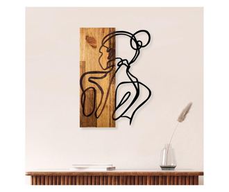 Decoratiune de perete Skyler, Woman Body, lemn, metal, 35x3x50 cm, negru/nuc deschis