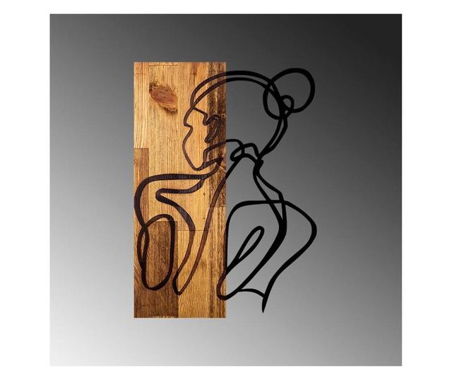 Decoratiune de perete Skyler, Woman Body, lemn, metal, 35x3x50 cm, negru/nuc deschis