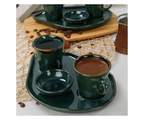Set de cafea pentru 2 persoane Keramika, ceramica, verde, 5x5x4 cm