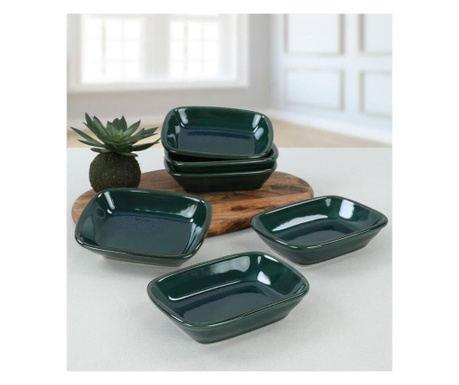 Set 6 platouri Keramika, ceramica, verde, 13x13x1 cm