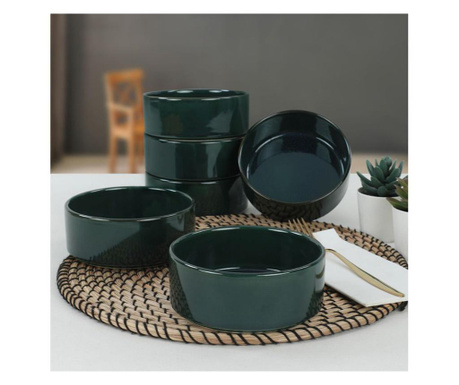 Set 6 boluri Keramika, ceramica, verde, 14x14 cm