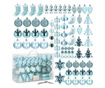 Set globuri si decoratiuni de Craciun, 77 piese, diverse dimensiuni, albastru