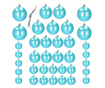 Set globuri de Craciun, 37 bucati, 3-8cm, albastru perlat