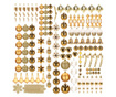 Set globuri si decoratiuni de Craciun, 155 piese, diverse dimensiuni, auriu