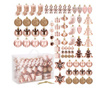 Set globuri si decoratiuni de Craciun, 77 piese, diverse dimensiuni, roz auriu