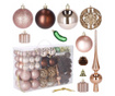 Set globuri si decoratiuni de Craciun, 101 piese, diverse dimensiuni, roz auriu
