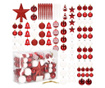 Set globuri si decoratiuni de Craciun, 105 piese, diverse dimensiuni, alb rosu