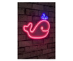 Decoratiune de perete cu LED Neon Graph, Baby Whale, Sablon din spuma PVC, Led, roz/albastru, 40x28x2 cm