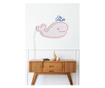 Decoratiune de perete cu LED Neon Graph, Baby Whale, Sablon din spuma PVC, Led, roz/albastru, 40x28x2 cm