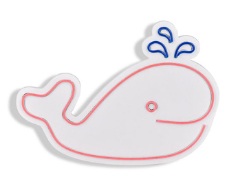 Decoratiune de perete cu LED Neon Graph, Baby Whale, Sablon din spuma PVC, Led, roz/albastru, 40x28x2 cm