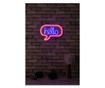 Decoratiune de perete cu LED Neon Graph, Hello, Sablon din spuma PVC, Led, roz/albastru, 42x31x2 cm