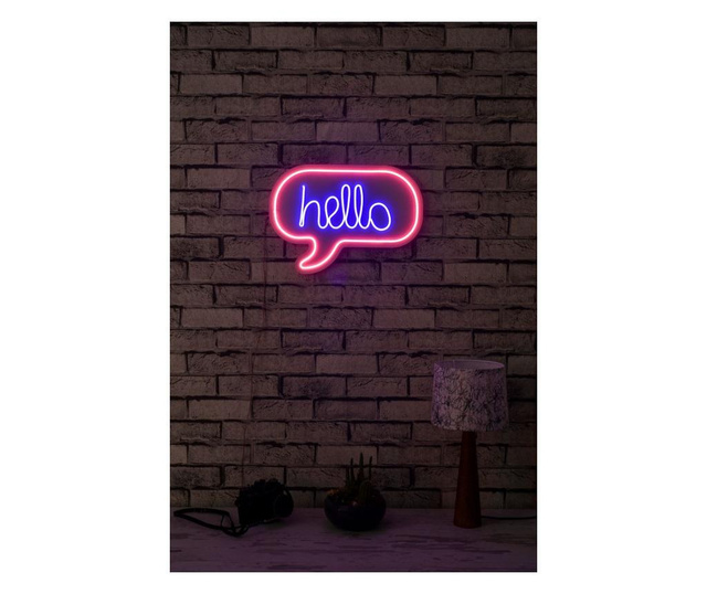 Stenska dekoracija z LED sijalko Hello