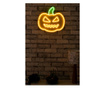Decoratiune de perete cu LED Neon Graph, Pumpkin, Sablon din spuma PVC, Led, galben/verde, 30x28x2 cm