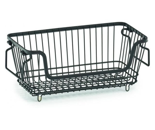 Cos suprapozabil, otel, negru, 32 x 16.5 x 14.5 cm