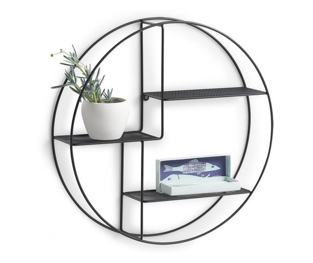 Zeller Round Black polc, acl,  55 x 12 cm