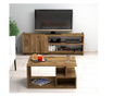 Set mobilier living 2 piese Mezza, Set 1480, PAL melaminat, maro nuc