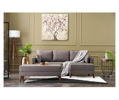 Set coltar extensibil dreapta si taburet Balcab Home, Bella Mini Corner Sofa Right, Material tapiterie: 100% poliester
Material