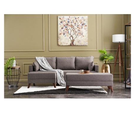 Комплект ляв ъглов разтегателен диван и табуретка Bella Mini Corner Sofa Left