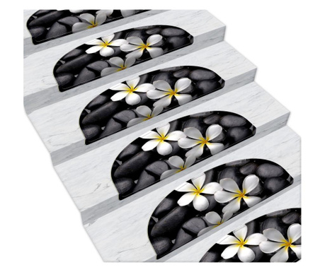 Set od 16 prostirki za stepenice Black Pebbles 20x65 cm