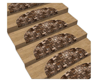 Set od 16 prostirki za stepenice Modern Wooden Way 20x65 cm