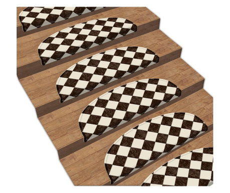 Set 16 covorase pentru trepte Vitaus, Chess Board, 20x65 cm, multicolor