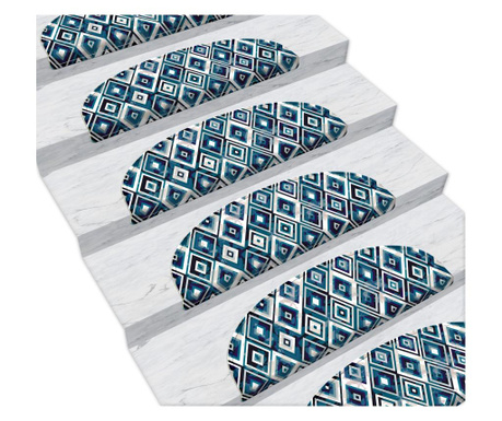 Set 16 covorase pentru trepte Vitaus, Twin Triangles, 20x65 cm, multicolor