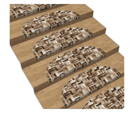 Σετ από 16 χαλιά σκαλοπατιών Retro Wooden Way 20x65 cm