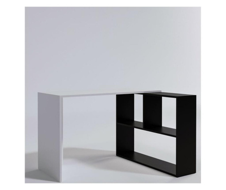 Birou Lacivert, Canfeza Köşe Çalışma Masası L157, PAL melaminat, 120x100x100 cm, alb/negru