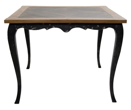 Masa dining Massive Design, Pina Medium, lemn de pin, 75x75x75 cm, maro/negru