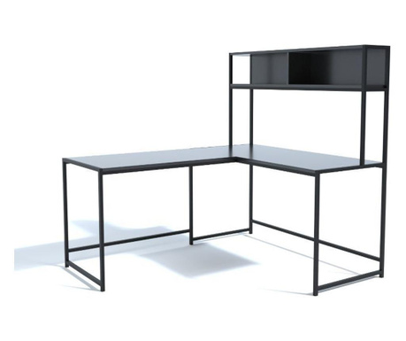 Birou Lacivert, L Tasarım Küçük Boy çalışma masası L207, PAL melaminat, 154x60x140 cm, negru