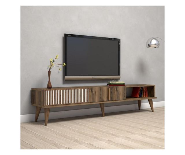 Comoda TV Hommy Craft, Milan, PAL melaminat, 180x35x40 cm, maro nuc