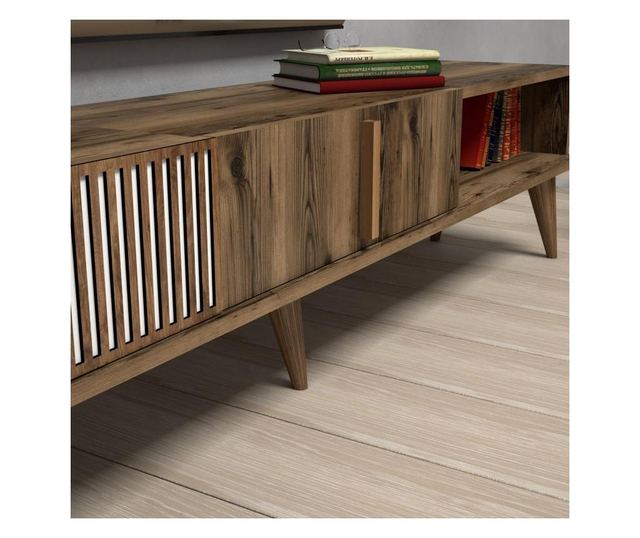 Comoda TV Hommy Craft, Milan, PAL melaminat, 180x35x40 cm, maro nuc