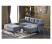 Set coltar extensibil dreapta si taburet Balcab Home, Comfort Right, Material tapiterie: poliester, albastru