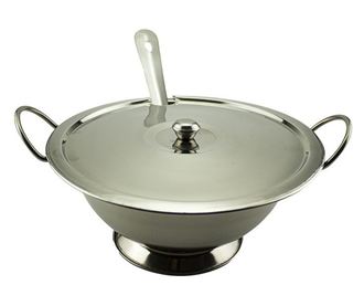 Levesestál fedővel és merőkanállal 24 cm, rozsdamentes, AZHOME