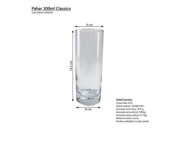 Classico pohár, 300 m,l  12 db/szett, AZHOME