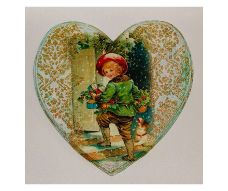 Decoratiune inima Craciun, handmade, lemn 21x20 cm
